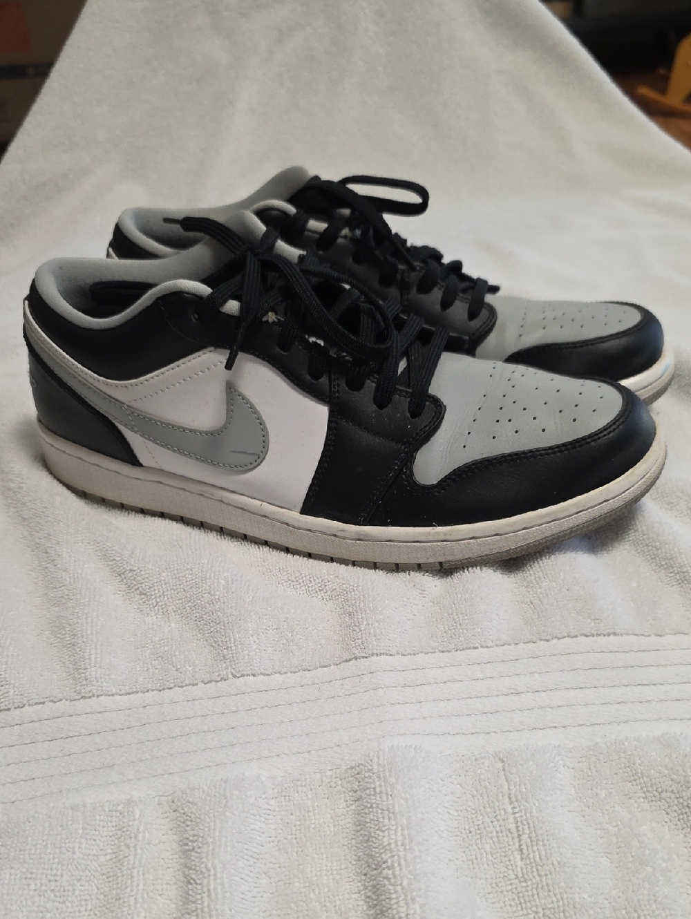 Air Jordan 1 Low-Top Sneakers in Black, White, and Gray Men's Size 11